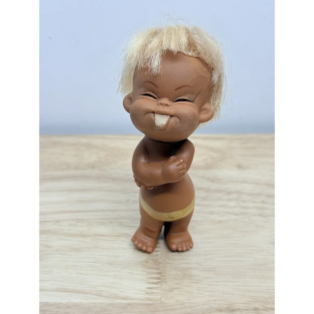Vintage Moody Cuties Figurine Blonde Hair Tongue Out Funny‎ Troll Hong Kong #AA